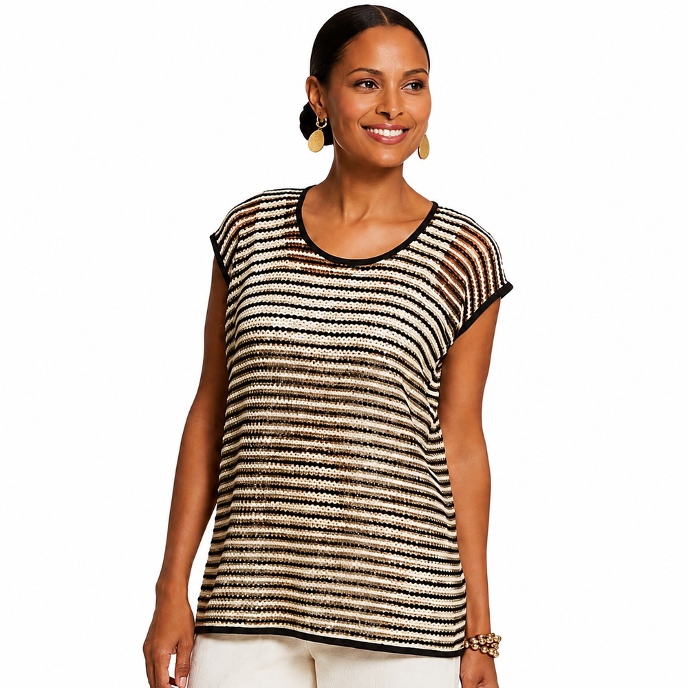 Chico's Gold Metallic Pullover Sweater‎